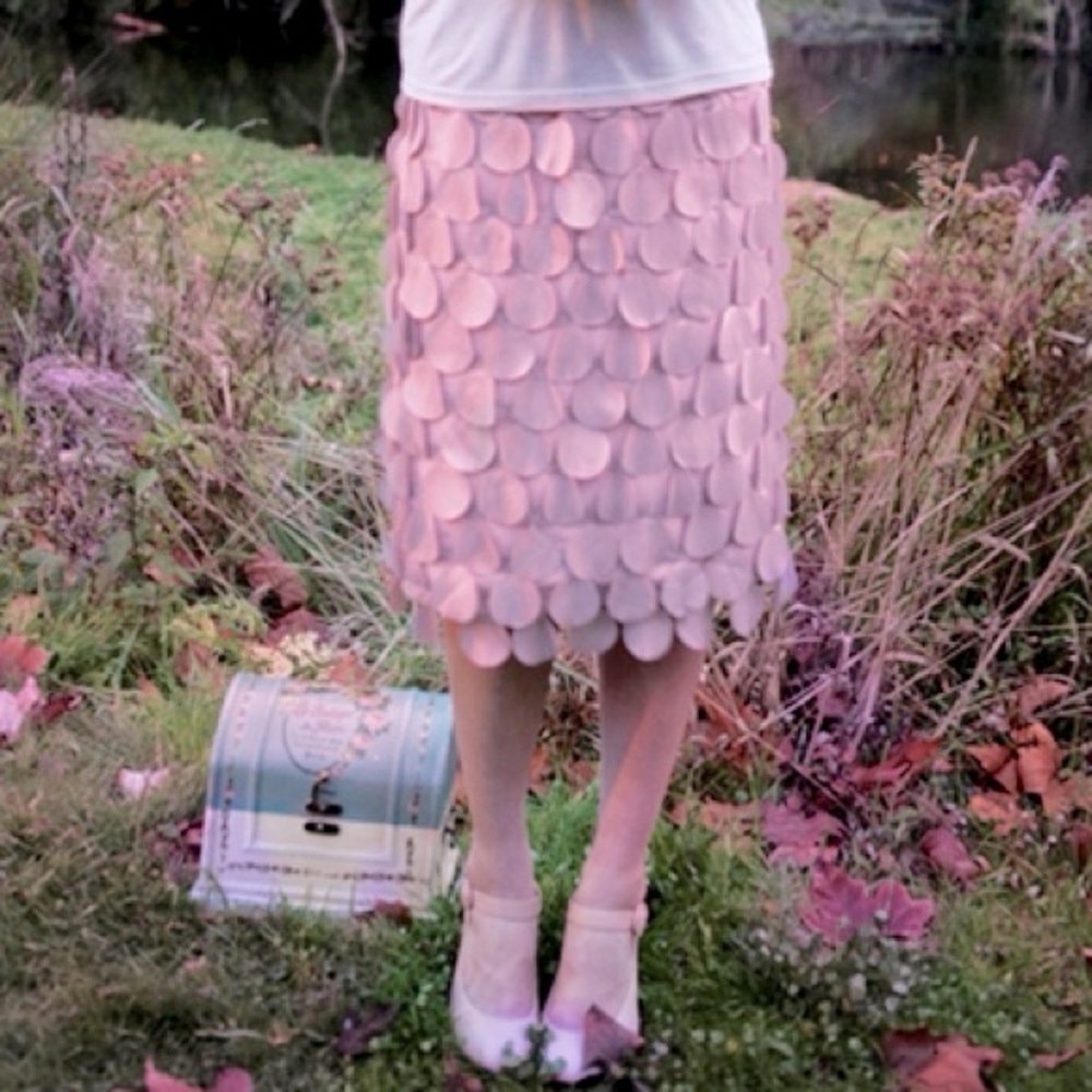 Shabby Apple Blush Curiouser & Curiouser Skirt with Circular 3D Accents